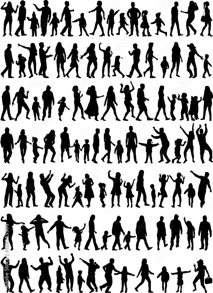 Large collection silhouettes of people. Large collection silhouettes of people.