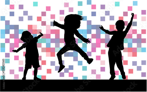 Dancing children. Silhouettes people conceptual.