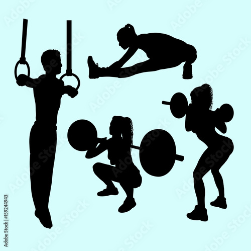Gymnastic and ring sport silhouette. Good use for symbol, logo, web icon, mascot, sign, sticker, or any design you want 