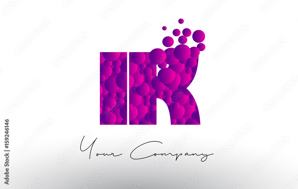IK I K Dots Letter Logo with Purple Bubbles Texture. IK I K Dots Letter Logo with Purple Bubbles Texture.