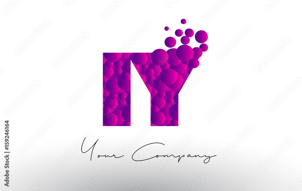 IY I Y Dots Letter Logo with Purple Bubbles Texture.