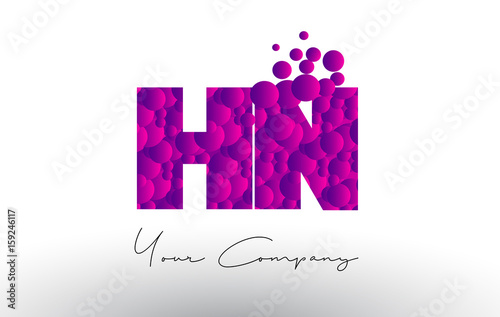 HN H N Dots Letter Logo with Purple Bubbles Texture.