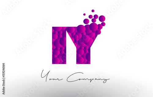 IY I Y Dots Letter Logo with Purple Bubbles Texture.