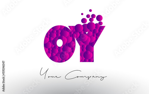 OY O Y Dots Letter Logo with Purple Bubbles Texture.