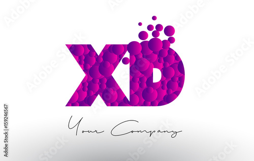 XD X D Dots Letter Logo with Purple Bubbles Texture.