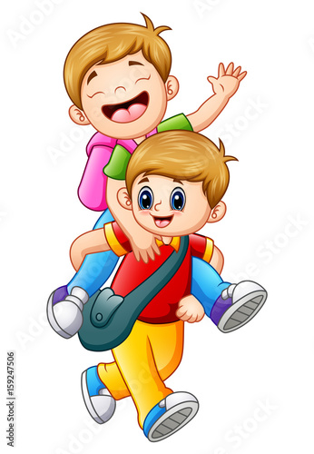 Two school kids going to school