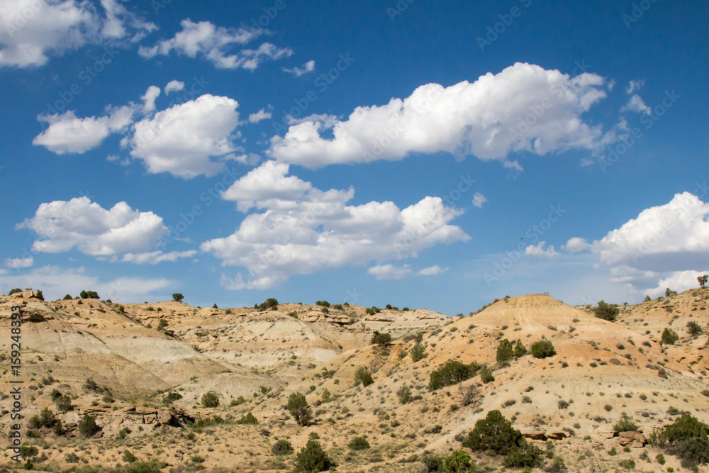 Tranquil clouds over arid New Mexico landscape