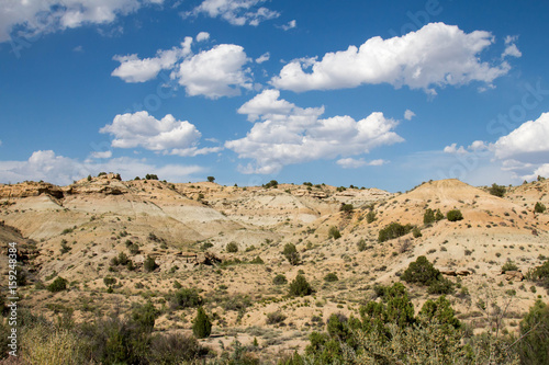Sky and rolling sandstone landscape of New Mexico