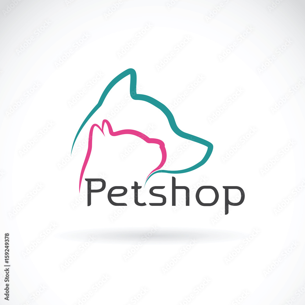 Vector of a dog and cat design on white background. Stock