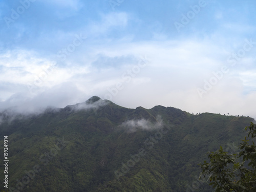Fog and clouds above the mountains in rainy season at Thailand.