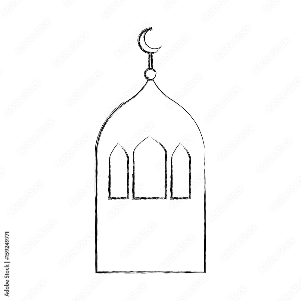 Castle tower with moon vector illustration design Castle tower with moon vector illustration design