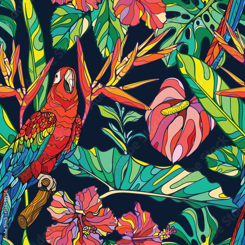 Seamless vector tropical pattern