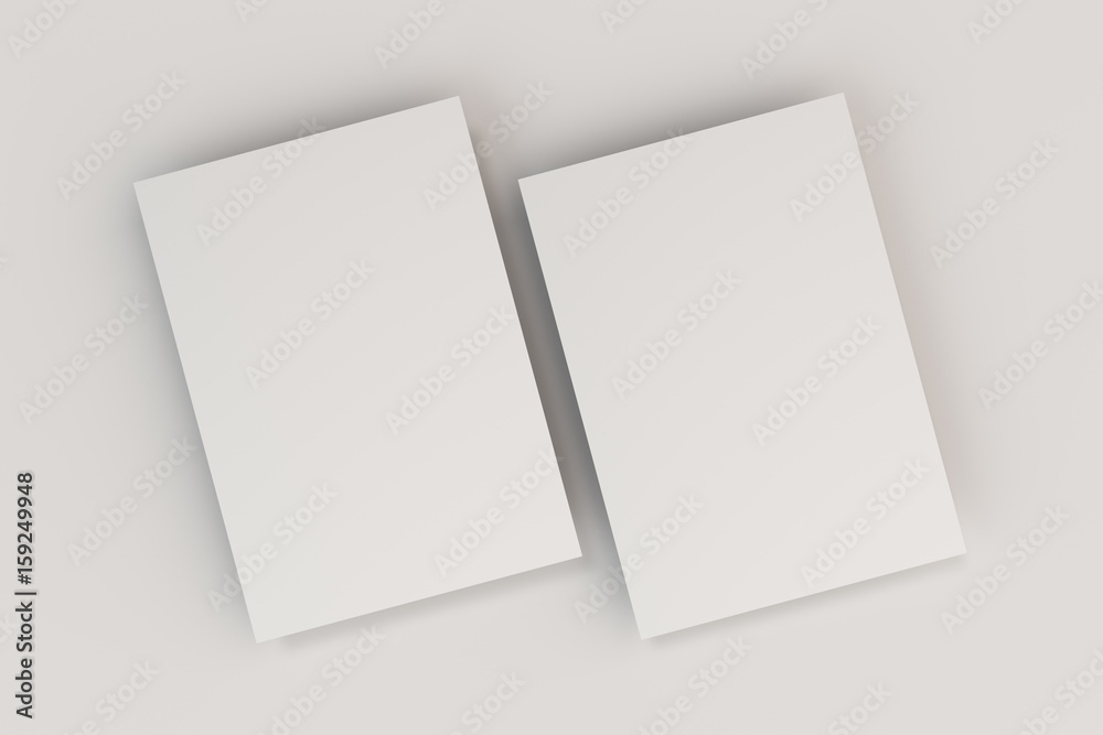 Blank white flyer mockup on white background Blank white flyer mockup on white background