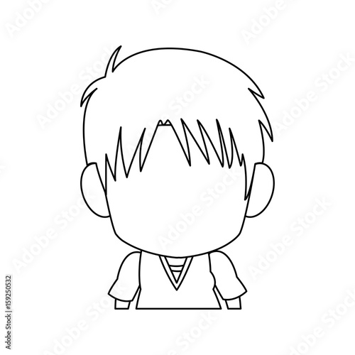 faceless anime tennager hair style contour vector illustration photo