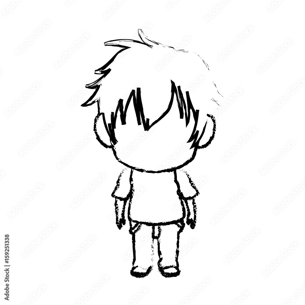 Fototapeta premium blurred thin silhouette of anime little boy vector illustration