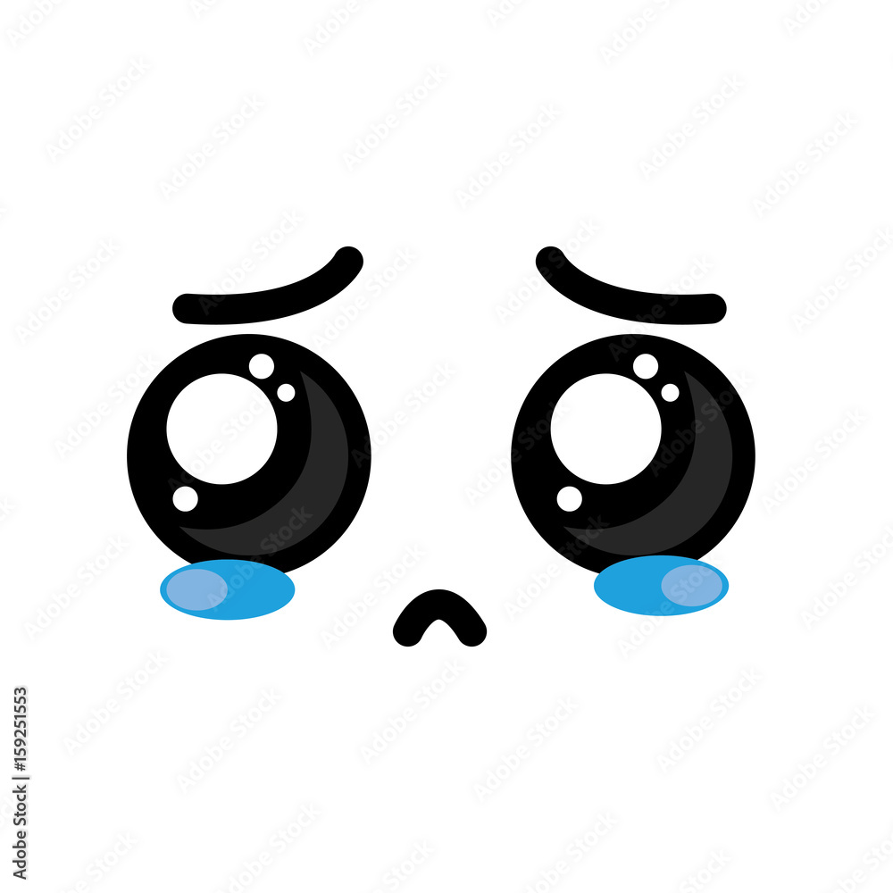 cute kawaii cry face and sad Stock Vector | Adobe Stock