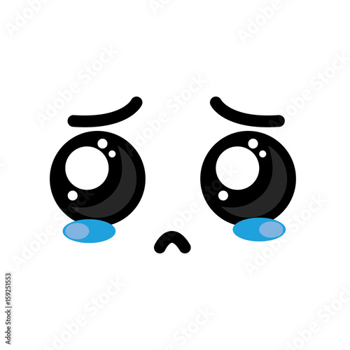 cute kawaii cry face and sad