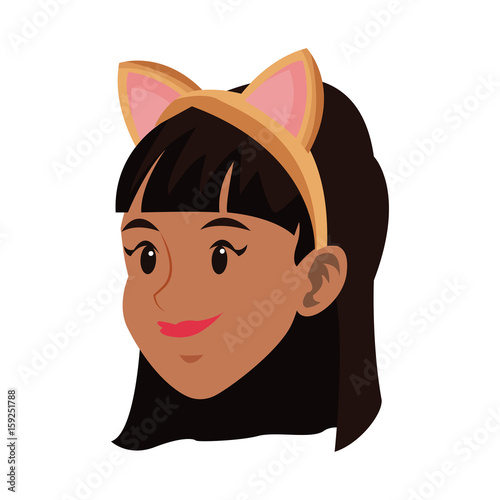 Φωτογραφία tigress woman in costume with ears party halloween vector illustration