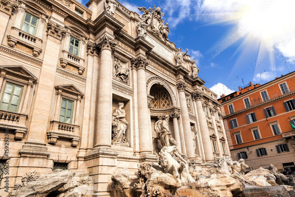 Trevi Fountain (Fontana di Trevi) in Rome, Italy. Trevi is most famous fountain of Rome