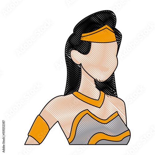 young beautiful woman in barbarian costume halloween vector illustration