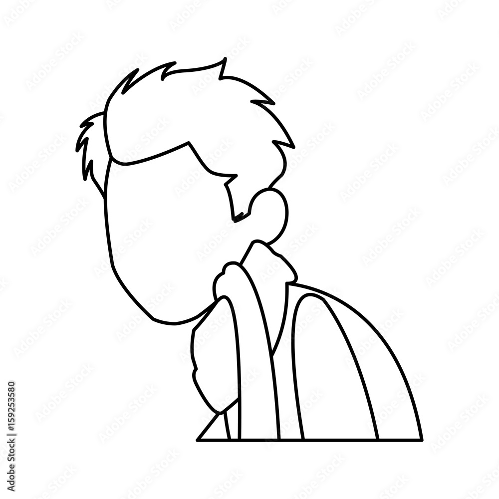 Fototapeta premium man with flu and fever wrapped in scarf holding handkerchief vector illustration