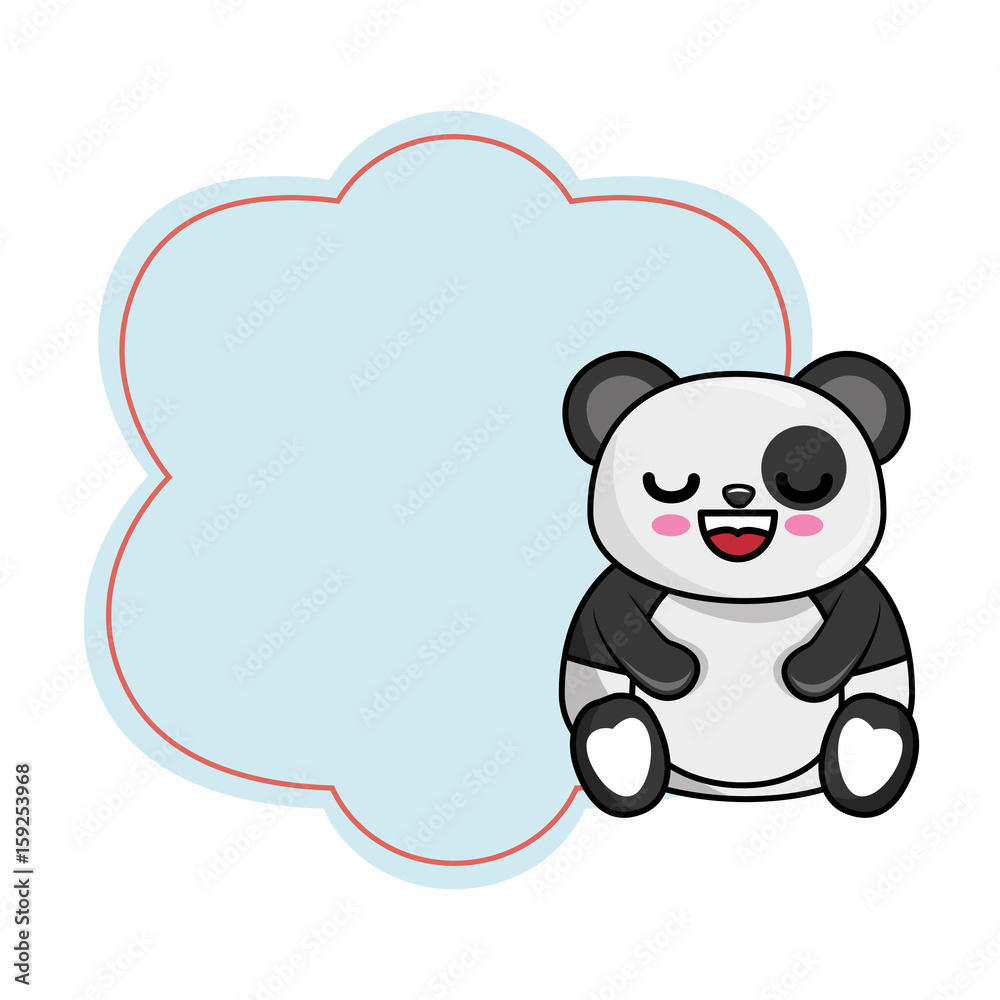 Fototapeta premium frame with kawaii panda bear icon over white background colorful design vector illustration