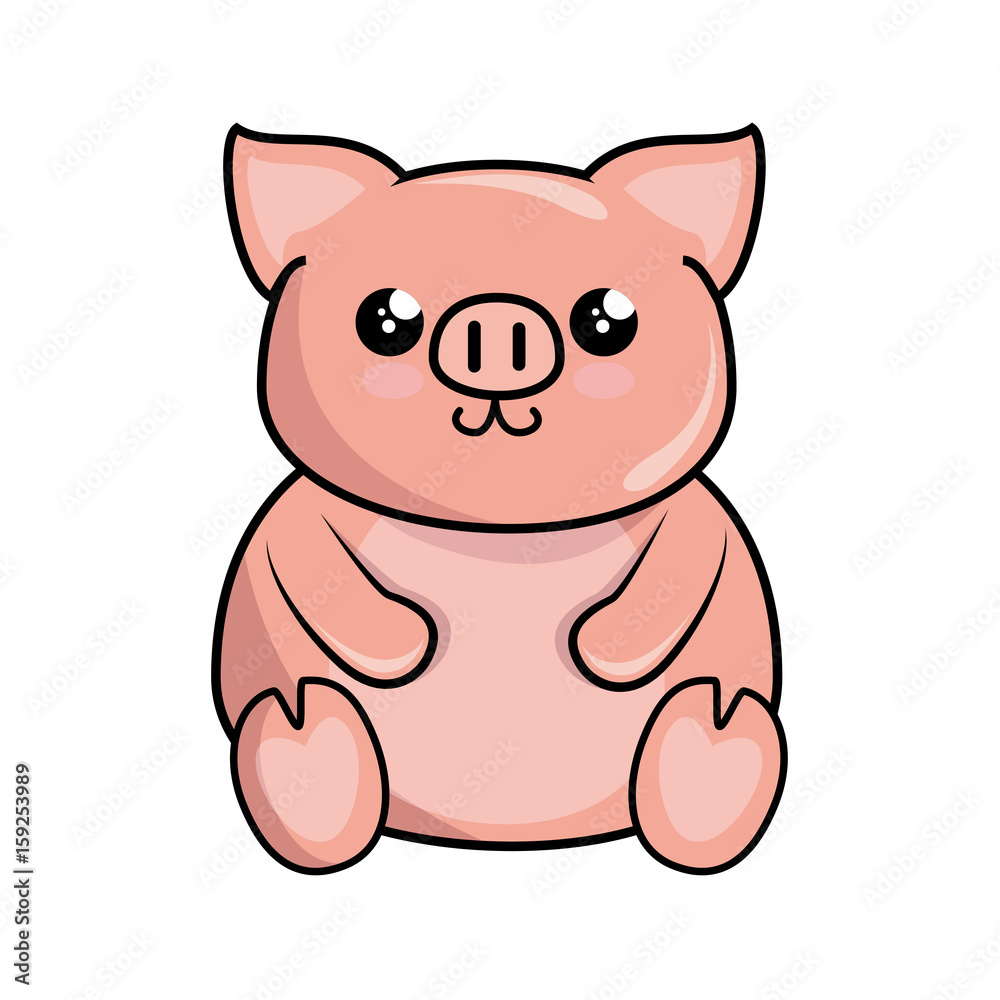 kawaii pig icon over white background colorful design vector illustration