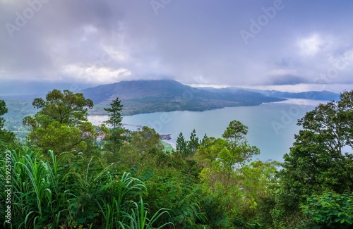 lake Batur in a volcano crater - the biggest fresh-water lake on the island of Bali, Indonesia