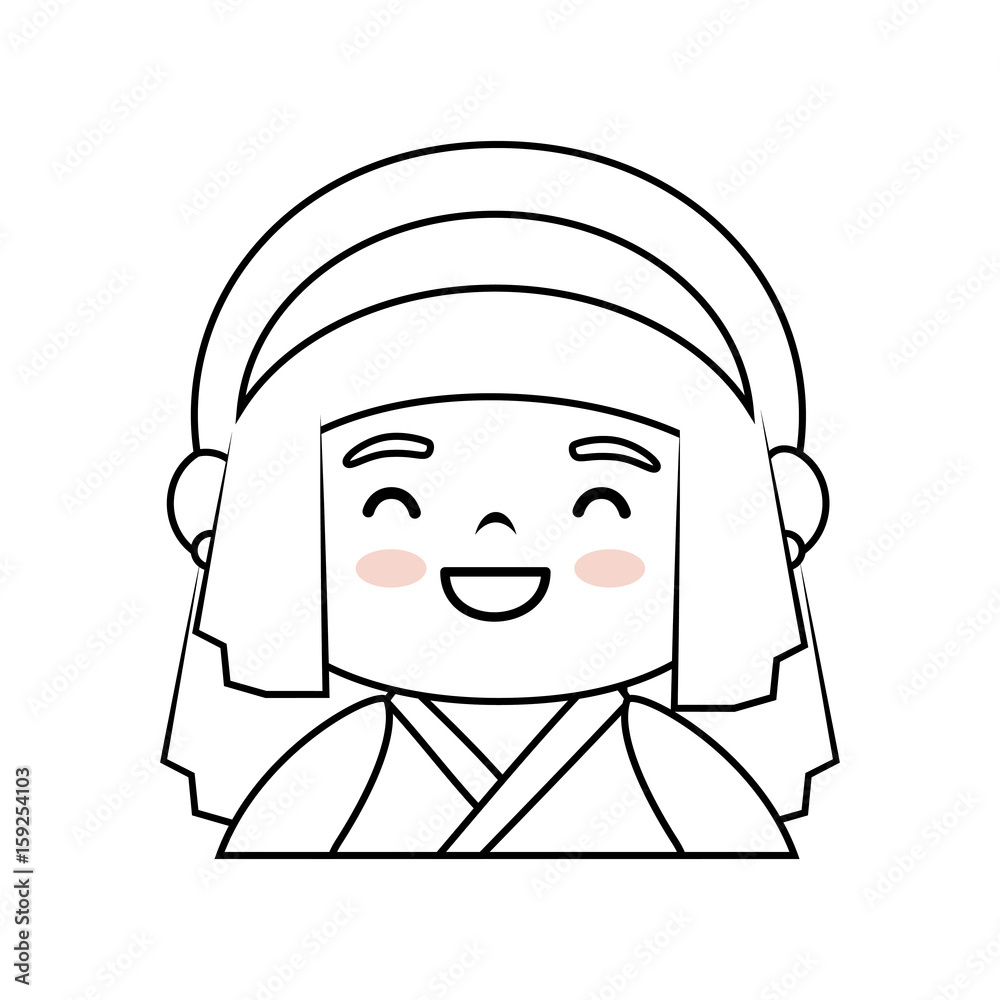 kawaii japanese girl icon over white background  vector illustration