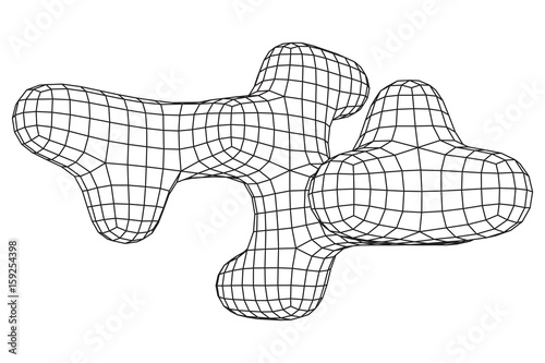 Mesh low poly wireframe cubes smooth element. Connected lines. Connection Box Structure. Digital Data Visualization Concept. Vector Illustration.