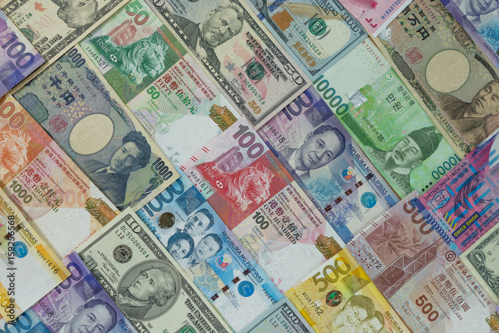 Fototapeta premium Foreign currencies are spread widely.