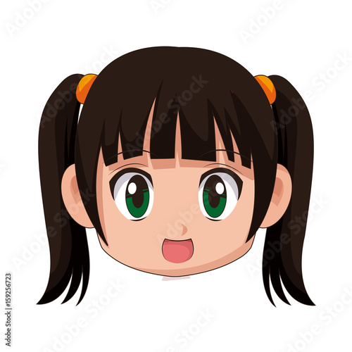 cute cartoon anime little girl chibi character vector illustration