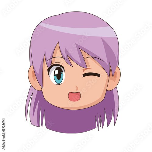 cute cartoon anime little girl chibi character vector illustration