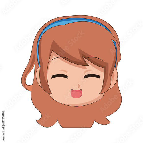 cute cartoon anime little girl chibi character vector illustration