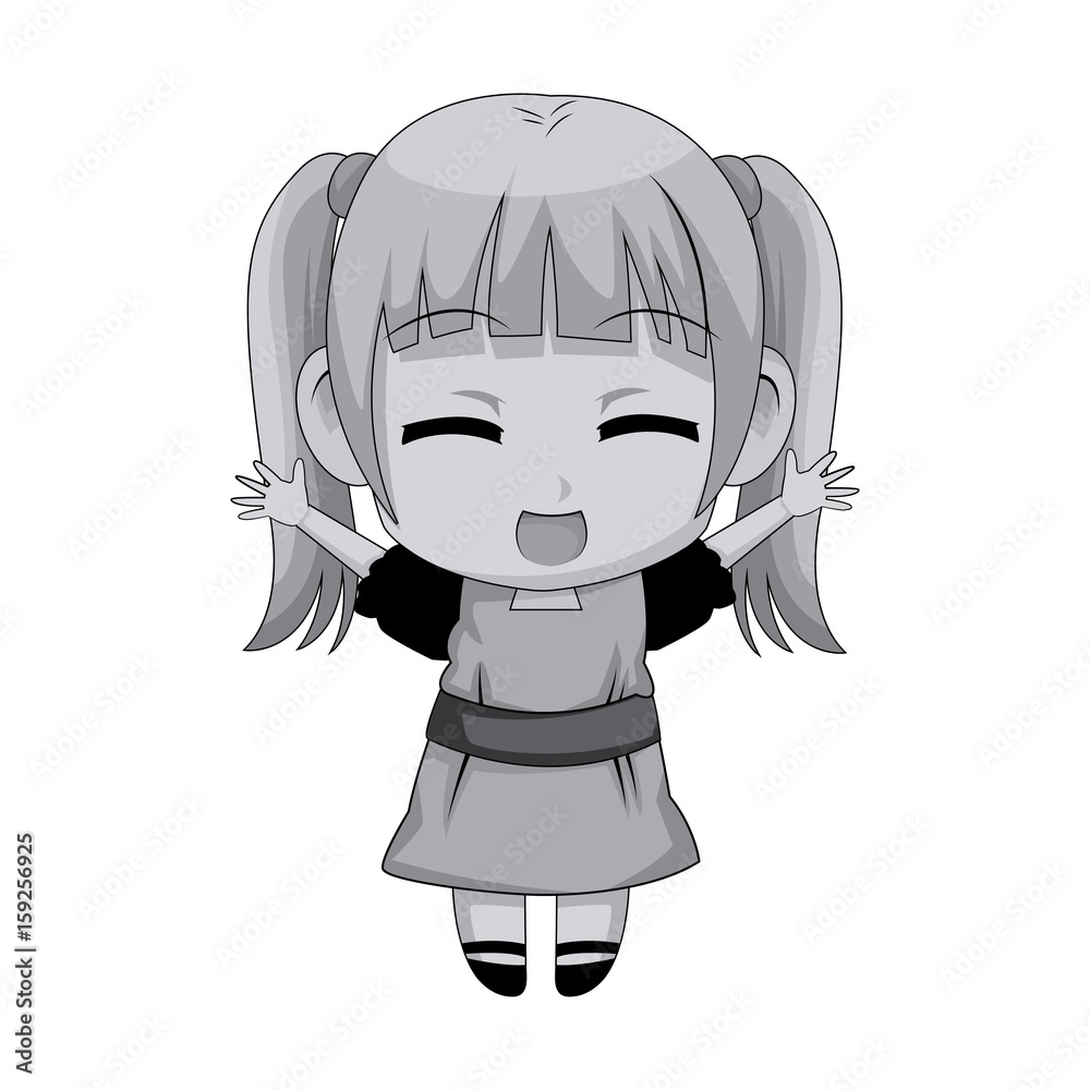 cute anime chibi little girl cartoon style vector illustration Stock ...