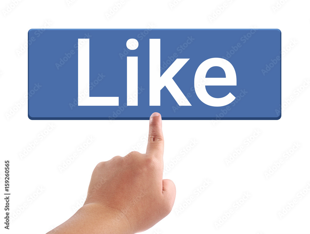 Man hand touching like button, Concept for video streaming website banners, content updates Man hand touching like button, Concept for video streaming website banners, content updates