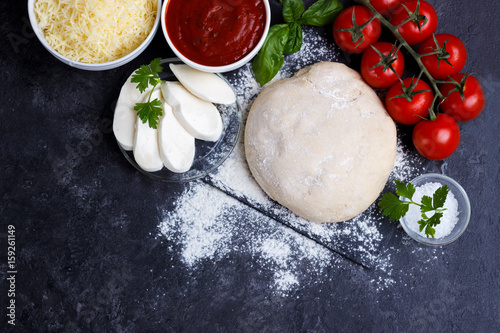 Raw dough for pizza