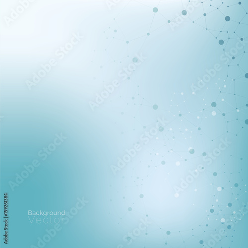 Abstract gradient light blue (turquoise) background with molecular pattern
