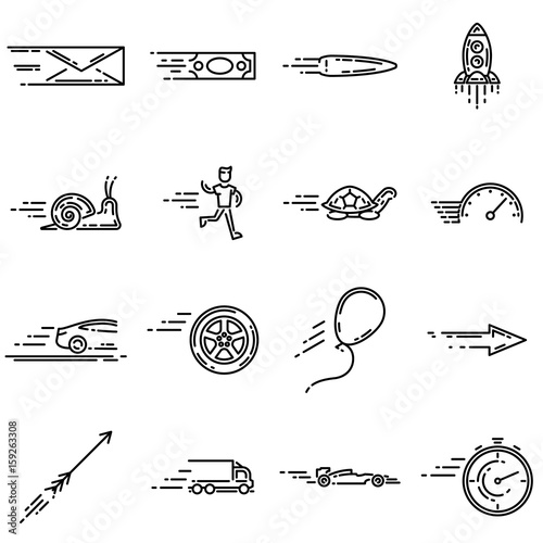 Set of speed outline vector icons.