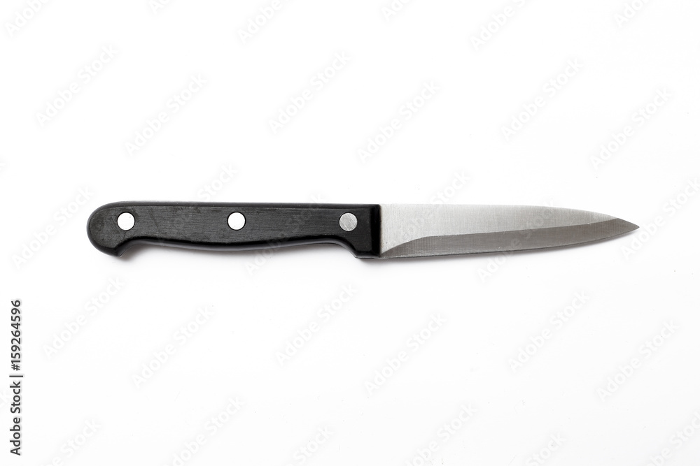 silver knife with dark handle on a white background silver knife with dark handle on a white background