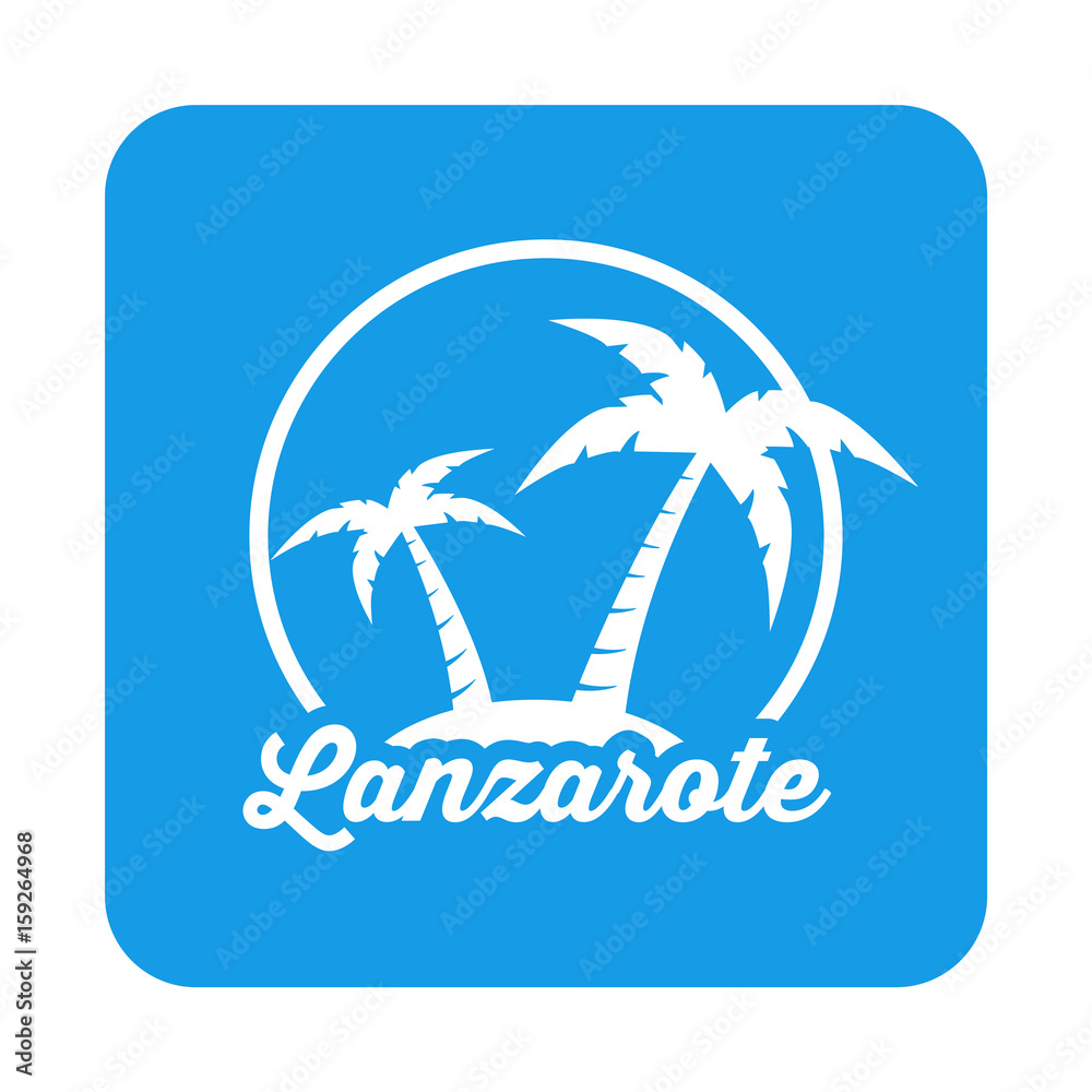 Icono plano Lanzarote en cuadrado azul
