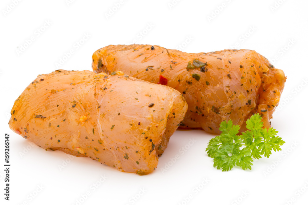 Chiken meat rolls isolated on the white background. Chiken meat rolls isolated on the white background.