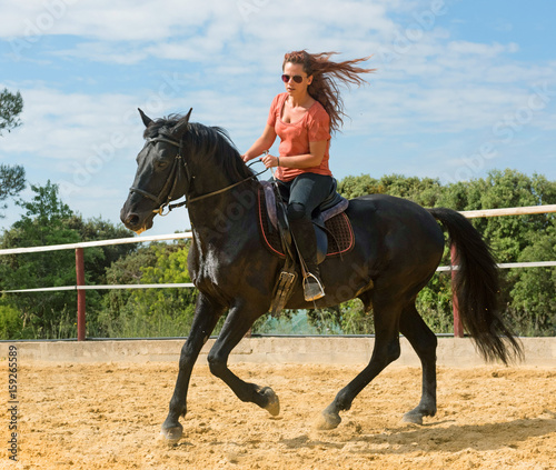 riding girl and stallion