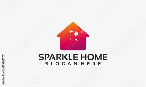 Sparkle Home Logo for Cleaner Industry, Vector illustration