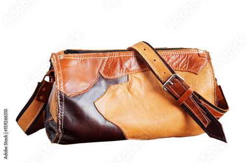 leather bag on white background