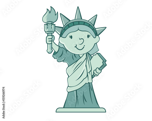 Cute American Dreams Freedom Liberty Statue Character 