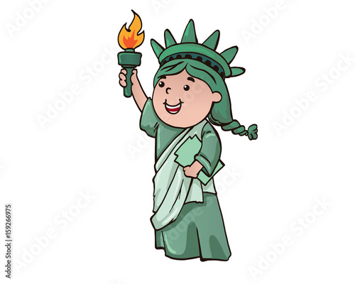 Cute American Dreams Freedom Liberty Statue Character 
