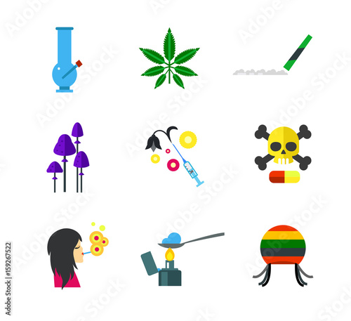 Narcotic concept icon set