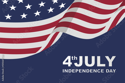 clean american happy independence day background with flat flag, for greeting card