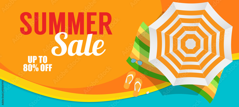 Summer Sale Banner Template for your Business. Vector Illustrati - obrazy, fototapety, plakaty 